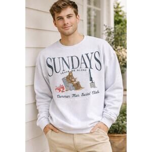 SUNDAYS Leave Me Alone Graphic Crewneck Sweatshirt Oversized Cozy Casual Weekend